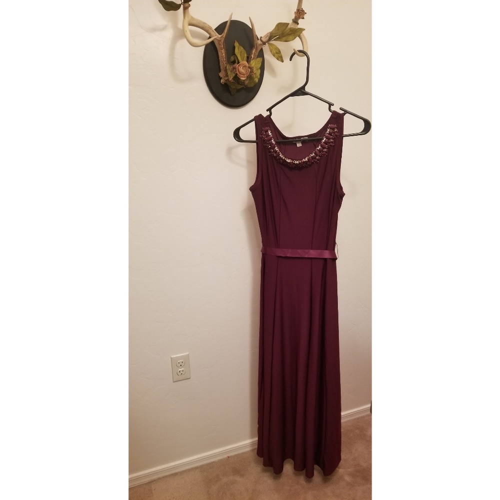 Maroon Embellished Evening Dress